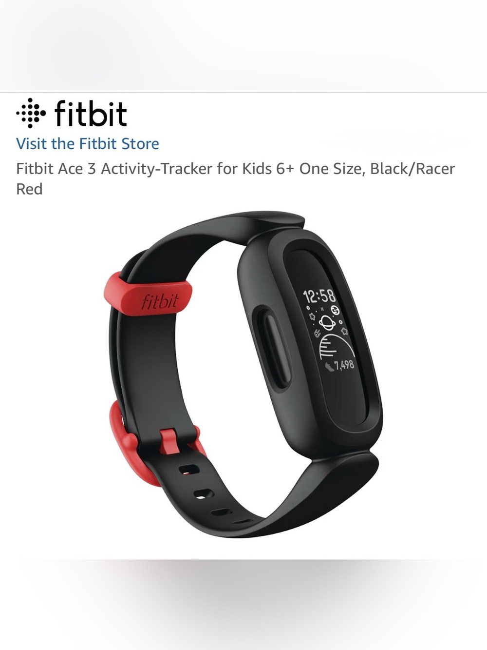 Fitbit Ace 3 Tracker with Black and Red Bands